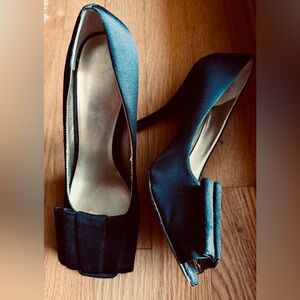 Anne Klein Elegant Black Satin Heels
